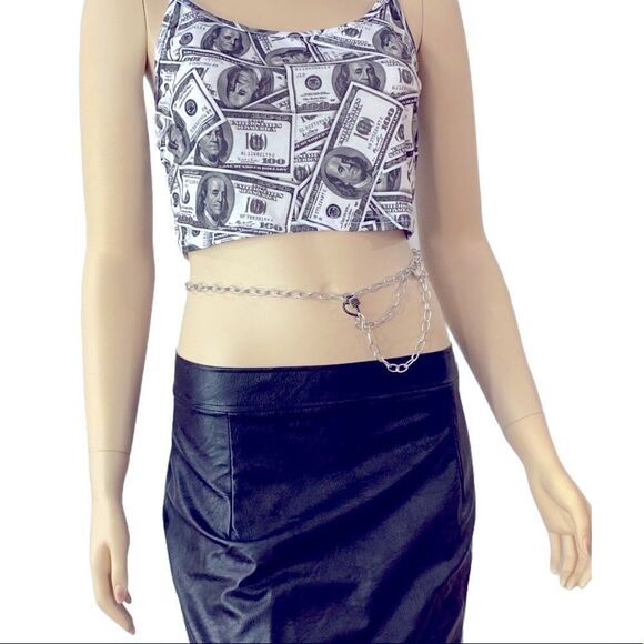 NEW Money Graphic White Wears the Benjamin’s Crop Top - Picture 4 of 4